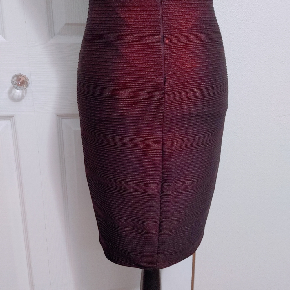 Cache Black and Red Ribbed Bodycon Dress - Picture 9 of 11